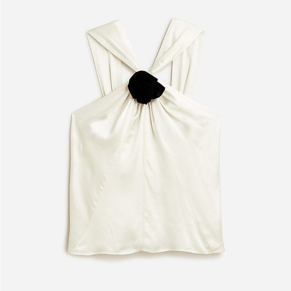 JCrew Collection rosette halter top in luster crepe